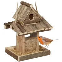 Relaxdays Vogelfutterhaus Holz, zum Aufhängen, Garten, Vogelfutterspender Kleinvögel, HxBxT