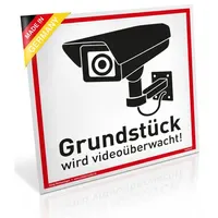 Dreifke Schild Grundstück wird videoüberwacht! | Alu Schild mit