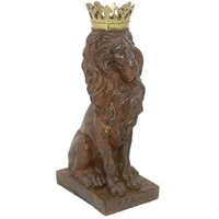 Casa Padrino Barock Deko Skulptur Löwe mit Krone Braun