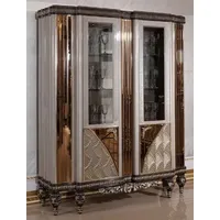 Casa Padrino Luxus Barock Vitrine Grau / Schwarz /