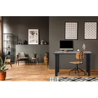 Konsimo Esstisch Esszimmertisch rechteckig Loft-Stil "CETO", Grau, laminierte Möbelplatte/Metall,
