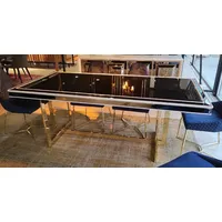 Casa Padrino Luxus Esstisch Weiß / Gold 208 x