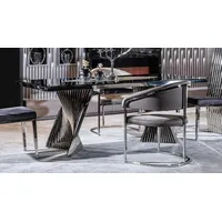 Casa Padrino Luxus Esstisch Schwarz / Silber 200 x
