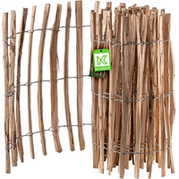 Kadax Zaun aus Hasel, Staketenzaun aus Haselnuss, Gartenzaun, 4-6cm,