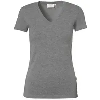 Hakro Damen-V-Shirt Stretch grau meliert, XL
