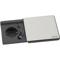 EVOline EVOline® 159270003500 Tisch-Einbausteckdose Square80 mit Qi-Ladestation +USB +CAT6