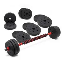 LuxTri Hantelset 30 kg 2in1 Kurzhantel und Langhantel rot