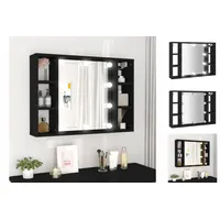 VidaXL Spiegelschrank mit LED Schwarz 76x15x55 cm