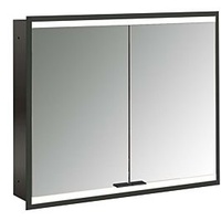 EMCO prime Unterputz-Lichtspiegelschrank 949713534 800x730mm, 2-türig, schwarz/spiegel