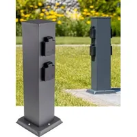 ChiliTec Gartensteckdose 23445, feste Montage, 4-fach, Steckdosensäule Anthrazit, IP44