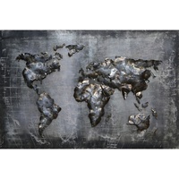 Garden Pleasure Wandbild 3D Weltkarte grau, Metall