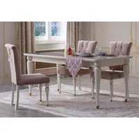 Casa Padrino Luxus Barock Esstisch Weiß / Gold -