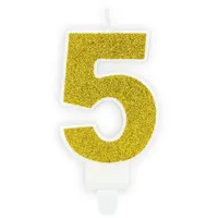 OEM Geburtstagskerze Zahl 5 7 cm gold