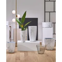 Beliani Blumentopf weiß Steingemisch quadratisch 35x35x42 cm