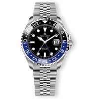 Gigandet Automatikuhr Edelstahl Saphirglas Silber Schwarz World Trip GMT
