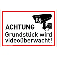 Dreifke Schild Achtung Grundstück wird videoüberwacht! | Alu 30
