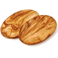  2er Set Frühstücksbrett aus Olivenholz, oval 25 cm