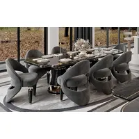 Casa Padrino Luxus Esszimmer Möbel Set Grau / Schwarz