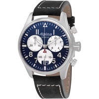 Alpina Herren Analog Quarz Uhr mit Leder Armband AL-372NS4S6