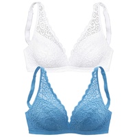 PETITE FLEUR Bralette-BH Damen rauchblau+weiß Gr.80B