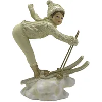 Clayre & Eef Figur Winterkind mit Ski Weihnachtsdeko Christmasdekoration