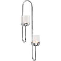 Fink Saxon, Leuchter, 2-flammig, Wandleuchter, Edelstahl, vernickelt, glatt, silberfarben,
