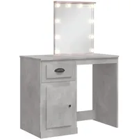VidaXL Schminktisch mit LED-Leuchten Betongrau 90x42x132,5 cm