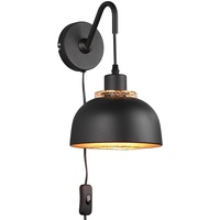 Trio Reality Leuchten Wandleuchte Punch R20811732, Metall Schwarz matt/goldfarbig,