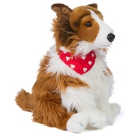 Uni-Toys - Langhaarcollie mit Halstuch (Herzchen-Motiv) - 27 cm