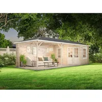FinnTherm Gartensauna 3 Sitzbänke aus Holz, Sauna mit 40