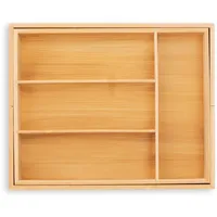Relaxdays Besteckkasten ausziehbar, Bambus, HBT: 5 x 29-47,5 x