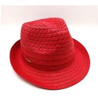 Seeberger luftiger Papier Strohhut Trilby - Rot