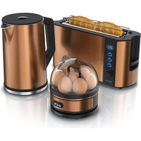 Arendo - Wasserkocher mit Toaster und Eierkocher SET Edelstahl