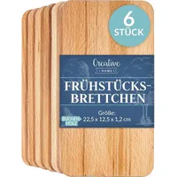 Creative Home 6 x Frühstücksbrettchen Holz | 22.5 x