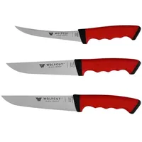 WolfCut SoftGrip Serie - Metzgermesser-Set 3-tlg. - Ausbeinmesser, Stechmesser,