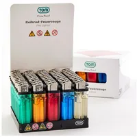 Tom 50/100 Stück Einwegfeuerzeuge mit Gas befüllt – Reibradfeuerzeuge