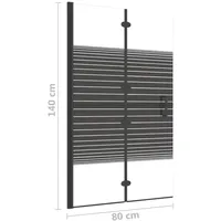 VidaXL Faltbare Duschkabine ESG 80x140 cm Schwarz