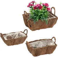 Relaxdays Blumenkasten mit Griffen, 3 versch. Größen, für Garten,