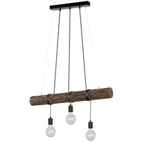 Spot-Light Hängelampe Esstisch Pendelleuchte schwarz Wohnzimmerlampe Holzbalken, Hängeleuchte 3-flammig