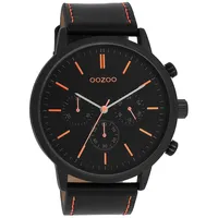 Oozoo XXL Herrenuhr Chronolook C11209 Schwarz Lederband 50 mm