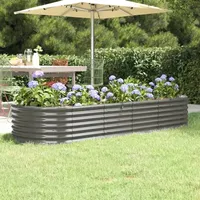 VidaXL Hochbeet Pulverbeschichteter Stahl 224x80x36 cm Grau