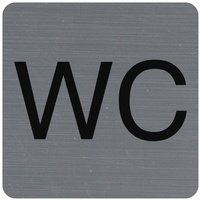 Exacompta Hinweisschild selbstklebend, Aluminiumoptik, WC 7,5x7,5 cm - Grau