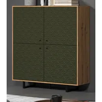 Trendteam Highboard Kommode Eiche Artisan grün Wohnzimmer Design Schrank