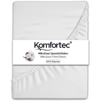 Komfortec Spannbettlaken Mikrofaser 180 x 200 cm weiß