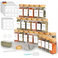 Lannvan Gewürzgläser Eckig Set [24 x 120ml] mit Bambus