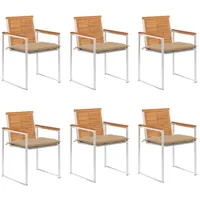 VidaXL Gartenstuhl 6 St. mit Kissen 6 x 6
