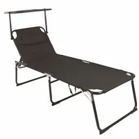 Spetebo XXL Aluminium Gartenliege mit Sonnendach - schwarz -