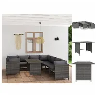 VidaXL 9-tlg. Garten-Lounge-Set mit Kissen Poly Rattan Grau