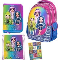 Goldkids 4er Set Schulranzen Ranzen Federmappe Turnbeutel Aufgabenheft Rainbow