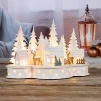 Hi Profiline LED-Dekoleuchte Weihnachtsstadt aus Holz mit LED-Beleuchtung -